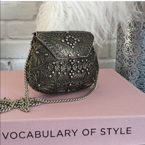 Vintage Metal Bag with black genuine onyx stone detail - Picture 2 of 4